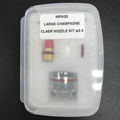 WP-9/20 2.4mm Tig 溶接用品のための大きなシャンパンクリアクォーツノズルキット
