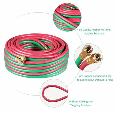 1.63KGS ソフトホース 25ft 1/4&quot; B フィッティング 800PSI オキシアセチレンツインタイプ T グレード R グレード 溶接ホース