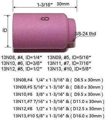 TIG 溶接タッチ SR WP920 24 25 フィット 13N08 13N09 13N10 13N11 13N12 13N13 ノズルカップ 10個