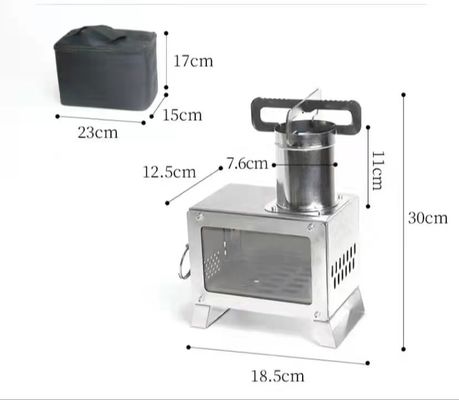 コンパクトで耐久性のある屋外用 デスクトップ用 キャンプ用 薪ストーブ 23*15*17cm 収納サイズ