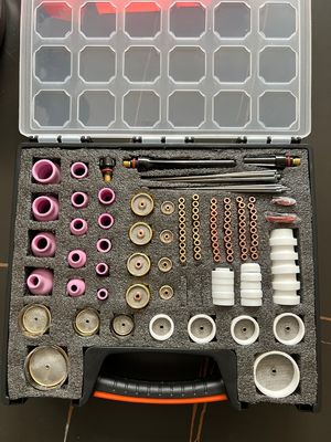 TIG 溶接タッチセット ガスレンズ アルミナノズル ウォルフスタン電極とコレットボディ